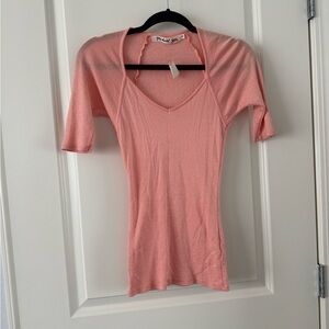 Women's Pink V-Neck Top